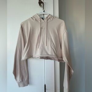 Adidas crop hoodie in cream, size: M